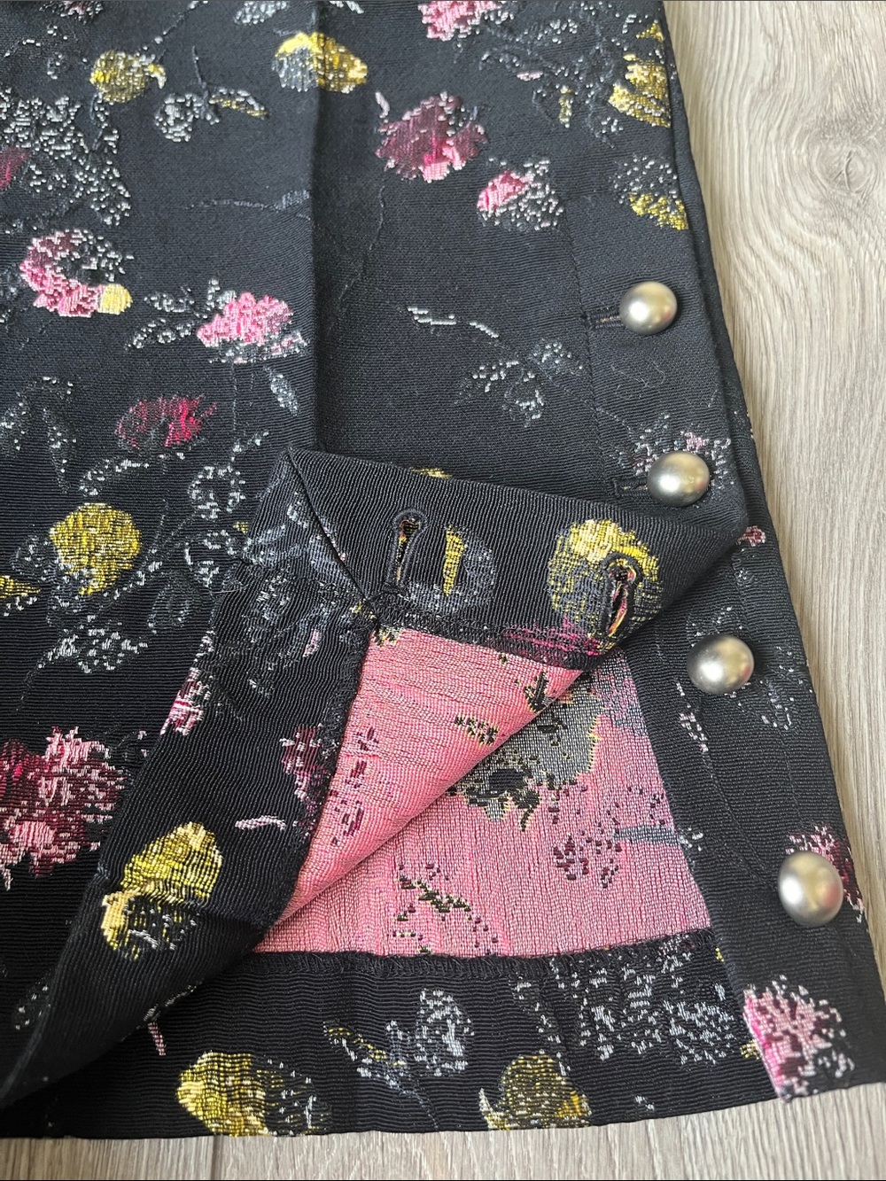 CLUB MONACO Black Metallic Floral Jacquard Straight Leg Trousers High Rise 6 - Picture 8 of 10
